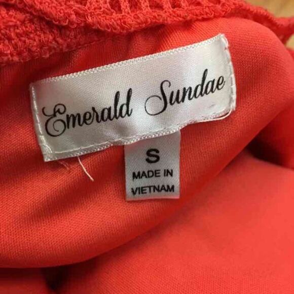 Emerald Sundae Womens Juniors Dress Size‎ Small with Belt Orange Lace Strappy - Picture 7 of 7